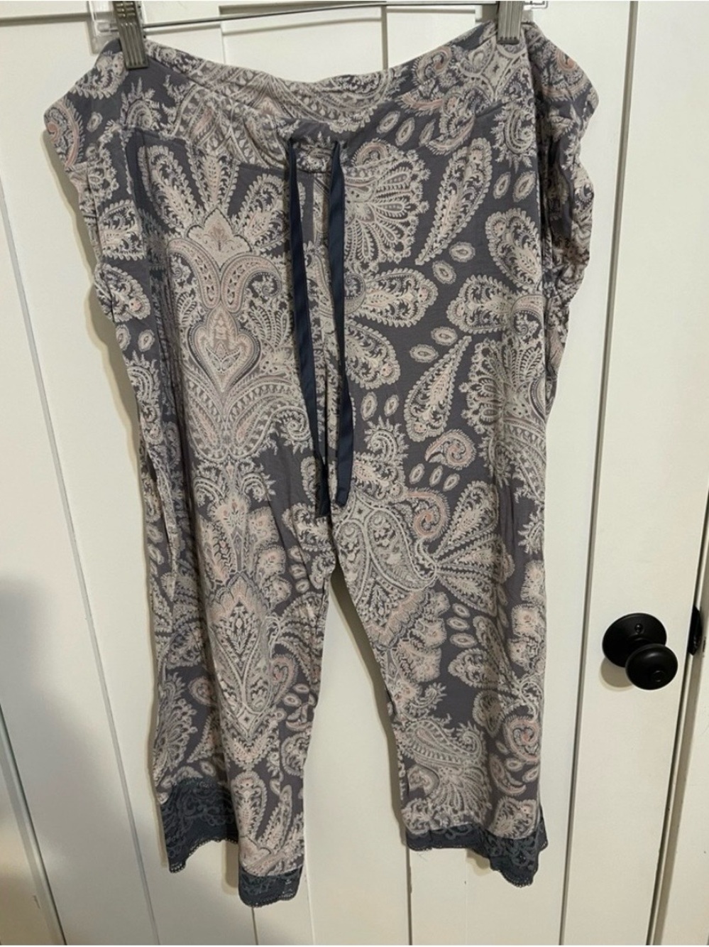 Soma COOL NIGHTS Lace Trim Short Sleeve Notch Collar Pajama Set Paisley Blue XXL - Picture 7 of 10